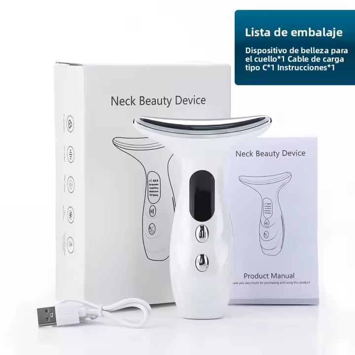 Masajeador Facial Y De Cuello EMS Con Terapia De Luz Roja Belleza Dispositivo Antienvejecimiento Vibration Sonic Reducción De Doble Barba Levantamiento De Piel - 1