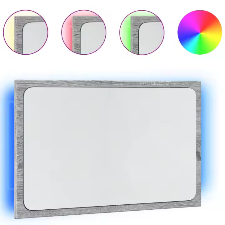 Espejo de baño LED Madera Ingeniería gris Sonoma 60x8,5x38 cm - 1