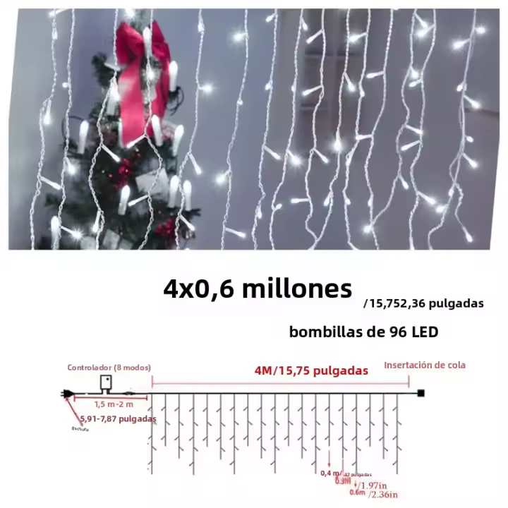 Luces LED De Navidad Con 8 Modos Garrafales EU Enchufe Decoración De Ventana De Escarcha Colgante De Navidad Para Jardín - 1