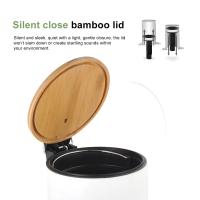 Cubo de basura Metal Con Tapa Bambú Caída Amortiguada 3 L, Papelera con pedal pequeño para Baño - Tendance - details 1