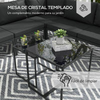 Outsunny Conjunto de Muebles de Jardín 7 Piezas Juego de Muebles de Terraza Incluye 5 Módulos de Sofá de Exterior con Cojines y 2 Mesas de Centro para Patio Gris - details 5