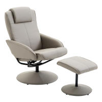 HOMCOM Sillón Reclinable con Reposapiés Sillón de Salón Giratorio con Tapizado en PU y Estructura de Acero Carga 120 kg Butaca para Dormitorio Sala de Estar Gris - details 0