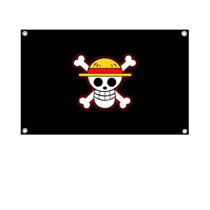 Bandera De Poliéster Para Decoración Externa Y Habitaciones Estética De One Piece Con Cuatro Agujeros Para Advertencia - 1