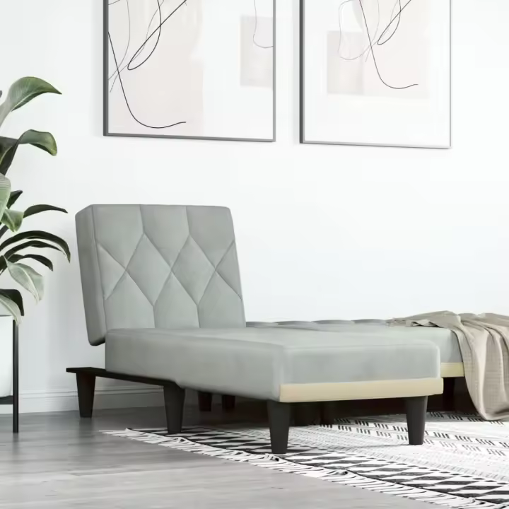 vidaXL Sofá diván de terciopelo en color Gris claro/Verde oscuro/Azul y más - 1