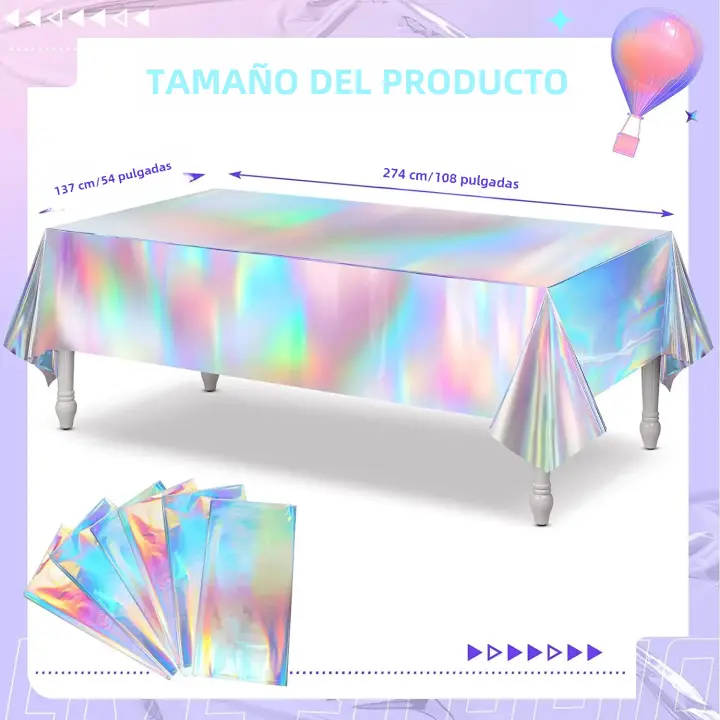 Mantel De Láser Tema Arcoíris Para Fiesta 1PCS Desechable Impermeable Y Resistente Al Aceite Decoración De Cumpleaños Boda Para Exterior Y Interior - 1