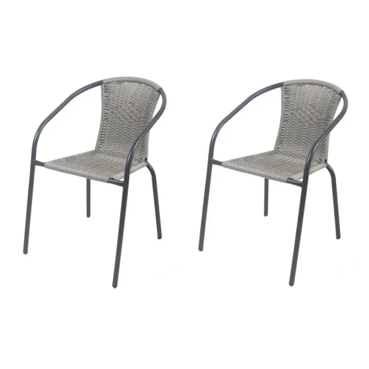 Set de 2 sillas de jardín apilables Trivia de rattan sintético Lola Home - 1