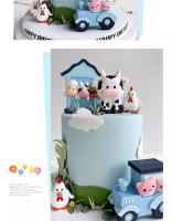 Nuevos Adornos Para Pasteles Temáticos De Granja Decoraciones Para Fiesta De Primera Cumpleaños De Bebé Ornamento De Vaca Tractor Y Pollo Para Cumpleaños Infantil - details 2