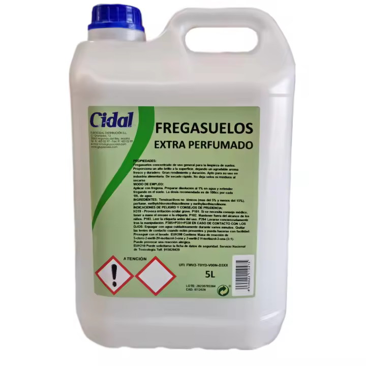 Fregasuelos Cidal Extraperfumado 5L - Limpiador Neutro Extra Calidad - Marca CIDAL - 1