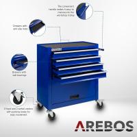 AREBOS Carro de Taller Carro de Herramientas 4 Cajones + Compartimento Grande Azul - details 12