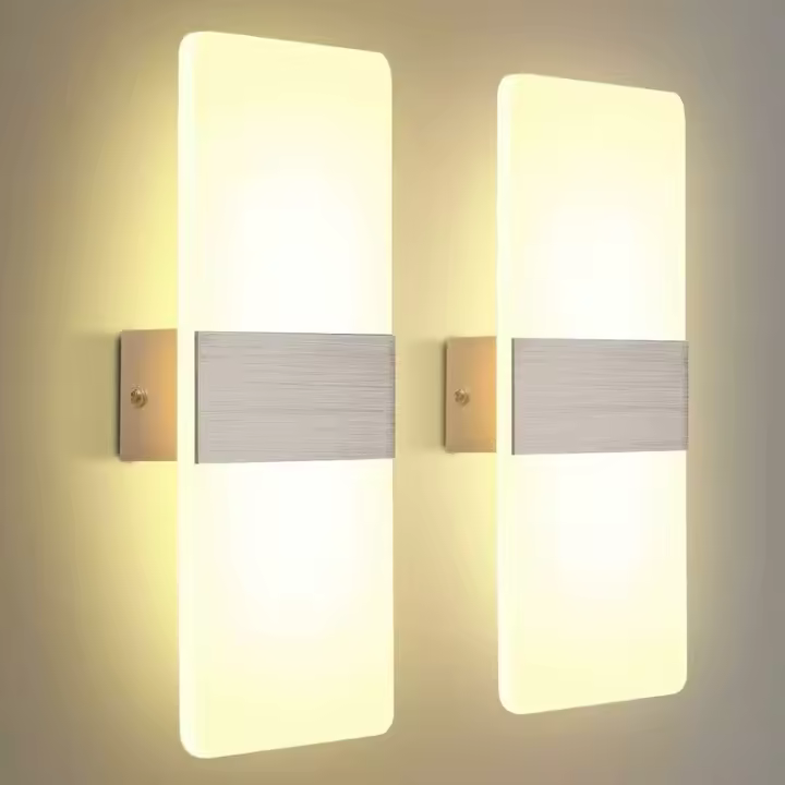 2 Pack Led Lámpara De Pared Interior 12w Blanco Cálido 3000k Lámpara De Pared Acrílica Diseño Moderno Decoración Lámpara De Pared Para Sala De Estar Dormitorio Pasillo Baño 29x11x4cm - 1