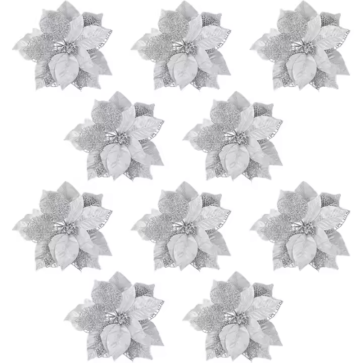 1/5Pcs Ornamentos De Navidad Dorados Con Flores Artificiales 20cm Decoración Para El Hogar Y Árbol De Navidad 2024 - 1