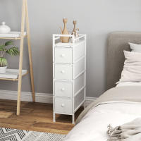HOMCOM Cómoda con 4 Cajones de Tela, Cómoda para Dormitorio Estrecha con Marco de Acero, Cajonera para Espacios Pequeños, Sala de Estar, Vestidor, Baño - details 1