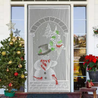 Cortina De Navidad 1x2 Escala Decorativa Para Puerta Con Diseño De Payaso De Nieve Y Árbol Adecuada Para La Mayoría De Uso Festivo Instalación En Techo Material De Poliéster Moderno - details 0