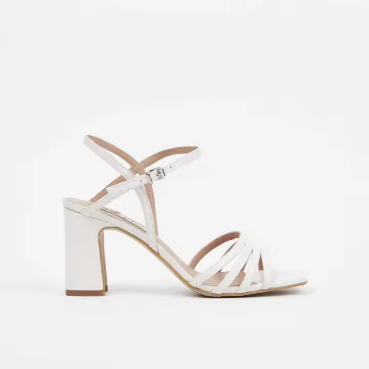 Ezzio Sandalia Blanca con Tacón Ancho de 8cm y Plantilla de Gel - 1