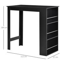 HOMCOM Mesa Alta de Bar, Mesa de Cocina con 3 Estantes Laterales, Estilo Moderno, para Comedor, Salón, 112x57x106 cm, Negro - details 2