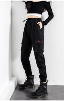 Pantalones De Cargo Negros Para Mujer High Waist Estilo Hip Hop Jogger Pantalones Punk Coreanos Capri De Calle Divertidos Talla Regular - details 0