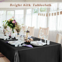 Imitación Seda Negro Satén Suelto Rectangular Para Boda Banquete Té Cubierta De Mesa Colorido Material Damasco Estilo Sencillo - details 1