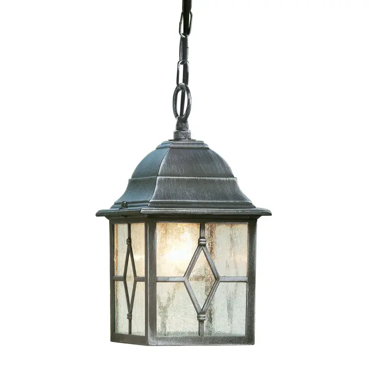 Suspensión Vintage - Decò Génova Aluminio Negro Plata Cristal 1 Luz E27 - 1