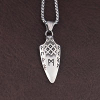 Collar De Acero Inoxidable Retro Para Hombre Con Pendentivo De Arco Nórdico Creativo Escandinavo Vikingo Odin Runa Joyería Masculina - details 1