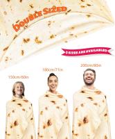Manta Burritos 150cm Tortilla de Doble Cara, Gigante Redondo Novedad Taco Wrap Mantas Calientes Suave Comodidad Realista de Franela de Peluche Toalla de Comida Regalos Creativos para La Familia - details 1