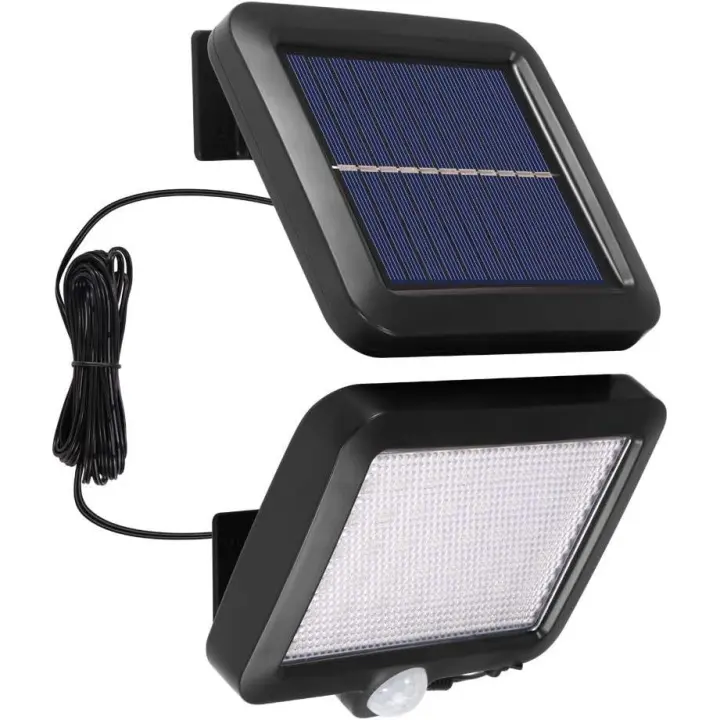 Luces Solares al Aire Libre, Luz solar al Aire Libre con sensor de movimiento PIR 56 LED, Luz de pared solar para waterproof para with Cable de 5m para Jardín, Escaleras, exterior, patio - 1