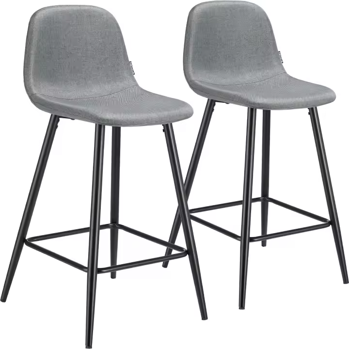 TECTAKE - Taburete alto WILLOW con respaldo, acolchado, Cómodo taburete alto con respaldo y reposapiés , Funda fácil de cuidar y resistente hecha de tejido de malla, Relleno de espuma suave para un gran confort - 1