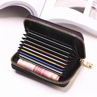 Cartera De Tarjetas De Negocio Para Hombres Y Mujeres En Gris PU Cuero Protegido Monedero Con Cierre De Cremallera 20 Espacios Para Tarjetas - details 5