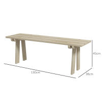 Outsunny Banco de Madera Banco de Jardín de 2 Plazas Carga 220 kg Banco de Exterior para Patio Terraza Piscina 130x38x45 cm Natural - details 2