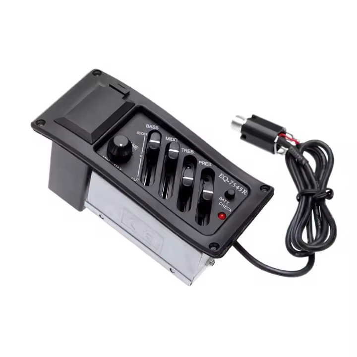 Unidad De Pre-Amp Y EQ Para Guitarra Acústica Piezo 7545R Negro Peso 200g Accesorio De Guitarra Cómodo Y Duradero - 1