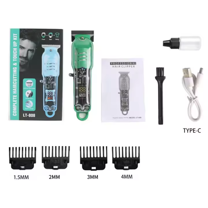 Cortapelos Profesionales para Hombres - Kit De Corte de Pelo - Cortapelos Inalámbrico con Pantalla LCD - Máquina de Corte de Pelo Recargable - Negro - 1