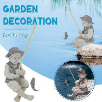 Estatua De Jardín Chico Pesca Resina Jardín Ornaments Divertido Escultura De Césped Decoración De Hogar 15*10cm - details 9