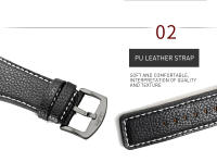 Reloj De Pulsera Para Hombre Oulm Tamaño Grande Con Correa De Cuero Deporte Al Aire Libre Múltiples Zonas Reloj Casual - details 3