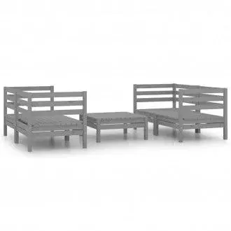 VIDAXL 3082399 conjunto de muebles de exterior de color gris fabricado en madera de pino - 1