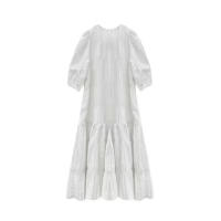 Vestido Blanco De Verano Con Manga Corta Vestido Casual Suelto Plisado Para Mujer Vestido Francés Moda Fiesta Vestido Largo Hasta La Rodilla - details 5