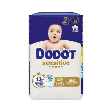 Dodot Sensitive Talla 2 (4-8 kg) 58 Pañales – Barrera Stop Fugas y Suavidad Extrema - 1