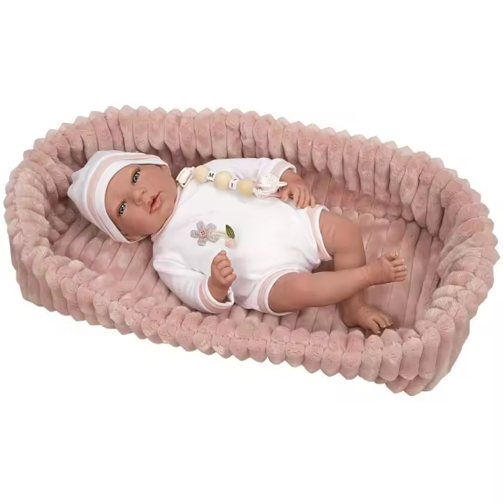 Muñeca Reborn Arias 40 Cm Lola Rosa C/Capazo - 1