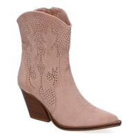 PuntoSalao Botines de tacón campero estilo cawboy comodos para mujer color rosa A-5004 - Un Botín Campero con Tacón  Cómodos  Diseño Calado con Bordado en Caña y Empeine y Cierre de Cremallera. - details 1