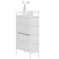 HOMCOM Cómoda con 4 Cajones de Tela, Cómoda para Dormitorio Estrecha con Marco de Acero, Cajonera para Espacios Pequeños, Sala de Estar, Vestidor, Baño - details 0
