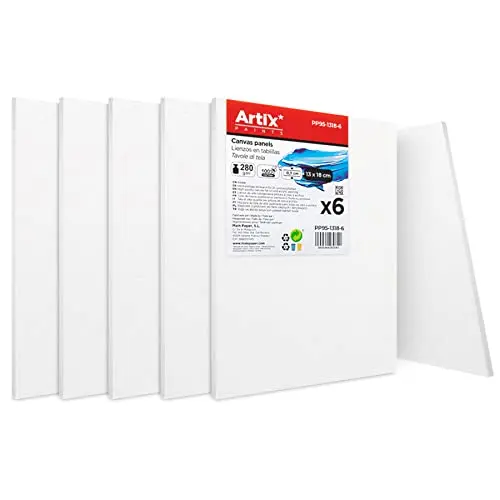 Mainpaper - Set de 6 Lienzos para Pintar, Tablilla Entelada para Pintura de Óleo y Acrílica - 1