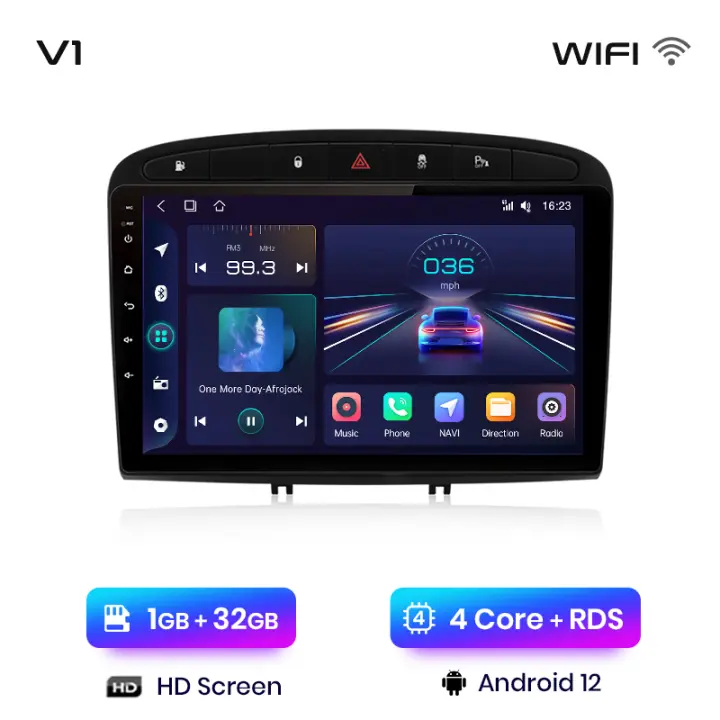 Junsun Radio Coche para Peugeot 308 308SW 408 2012 2013 2014 2015 2016 2017 2018 2019 2020 AI Voice 2 din Pantalla Coche Android Auto Multimedia Navegación GPS Auto radio - 1