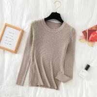 AOSSVIAO 2025 Suéter Para Mujer De Manga Larga Pullover Estilo Básico O-Neck Elástico Moda Invierno Suéter De Punto Sólido - details 2