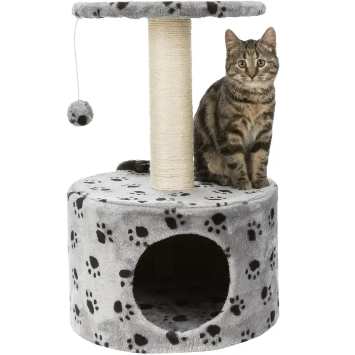 Trixie - Rascador para Gatos Junior Poste Toledo Gris con Cueva y Plataforma Acolchada - 1
