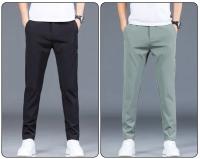 Pantalones Casuales Para Hombre Verano 2024 Estilo Coreano Elásticos Rectos Ajustados Cómodos Trajes Negocios Verde Militar - details 7