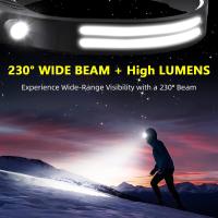 2PCS Lámpara Frontal LED Recargable 230° COB Brillante Para Cabeza Y Casco Rígido Para Adultos Luz De Bandeja USB C - details 3