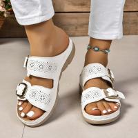 Sandalias De Verano Para Mujer Con Dobles Frenos Y Plataforma Cómodas Talla Grande Zapatos Casuales Con Hebilla Cierre Modernos Material PU Suela De Goma - details 4