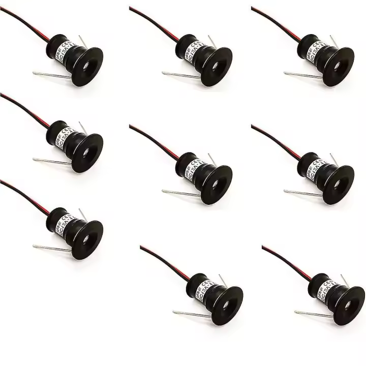 Negro 9 unids mini 12V 1W LED techo empotrar proyectores Ip65, 3000K (120, Blanco cálido). - 1