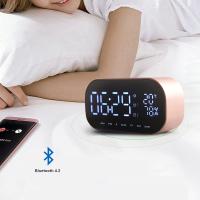 Radio despertador digital, altavoz Bluetooth inalámbrico, Carga USB, reproducción de tarjeta TF y AUX para escritorio (Rose Gold) - details 4