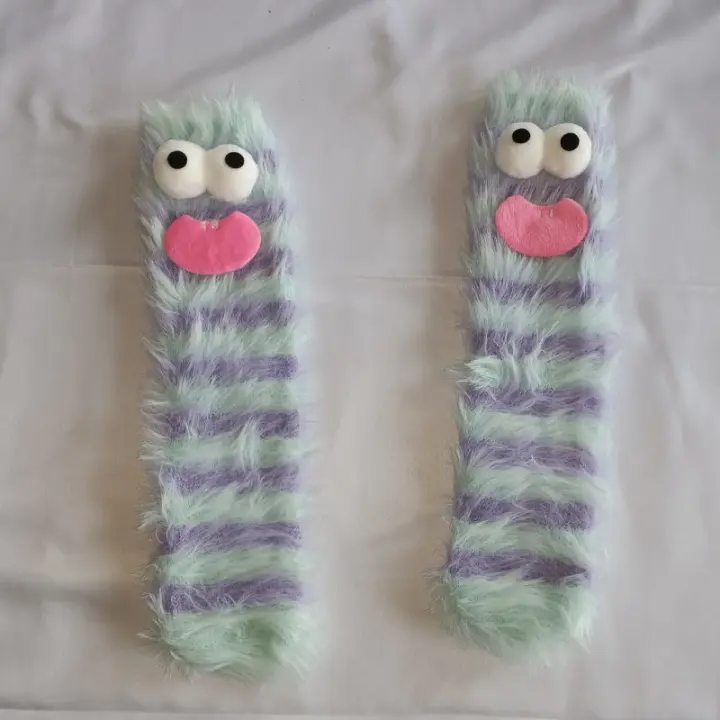 Pareja De Calcetines Graciosos Para Mujer Tubo Medio Algodón Coral Para Otoño E Invierno Calcetines Para Dormir En Casa Cómodos Y Suaves - 1