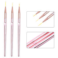 Set De 3 Pinceles De Uñas En Oro Rosa Para Arte De Uñas Con Mango De Metal Línea Delgada Dibujo Boli Herramientas De Manicura Para Diseño De Uñas UV Gel - details 2