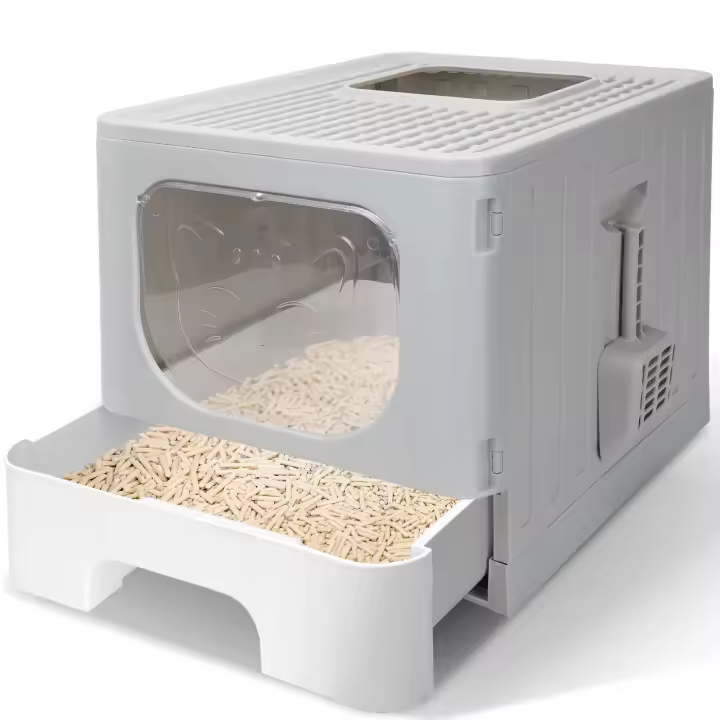 Nobleza - Arenero para Gatos, Caja de Arena Plegable para Gatos, Caja Arena con Bandeja Extraíble y Pala, Espacioso para Gatos Grandes, 48.5 x 38.5 x 38.2 cm - 1